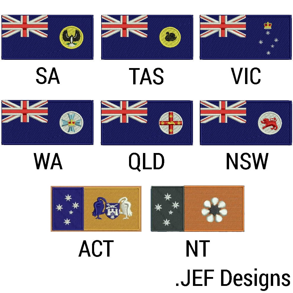 Australian State Flags embroidery designs for Janome