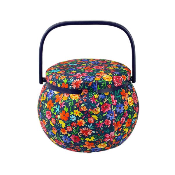 Birch Round Sewing Basket - Flower Joy