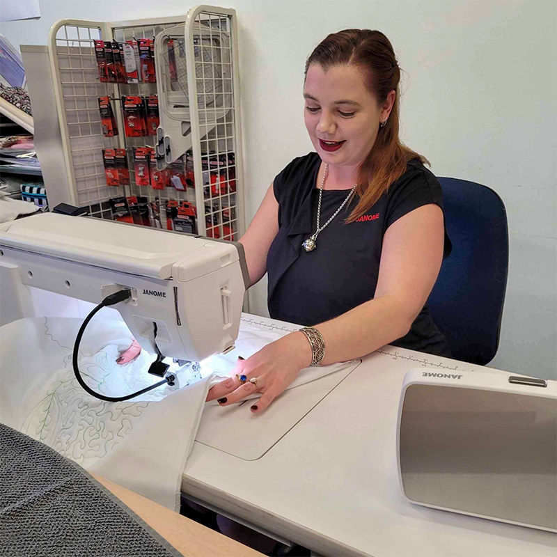 Katrina Testing the Janome MC9480